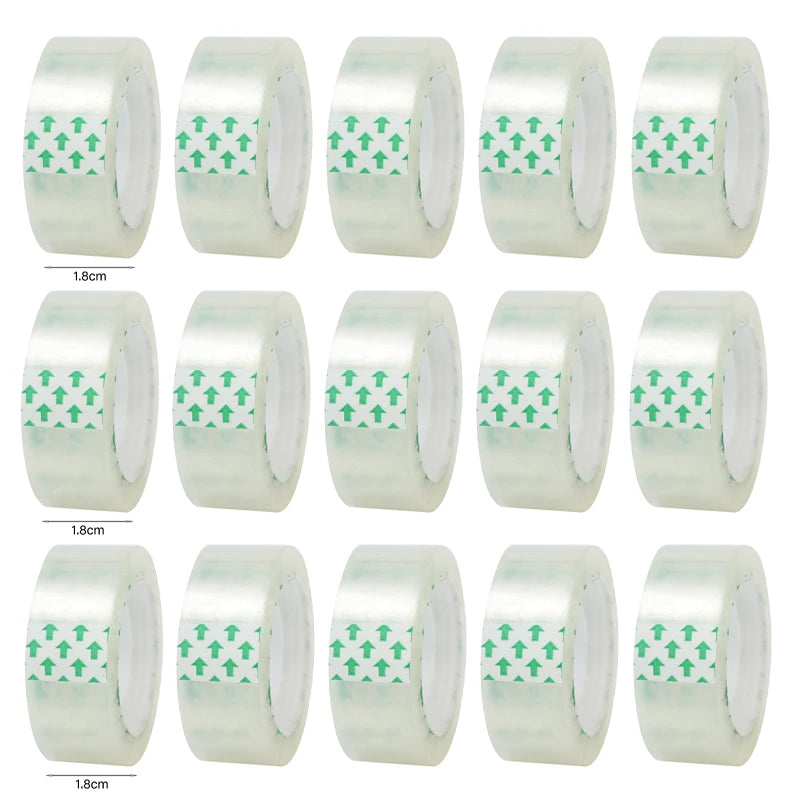 20-1Roll Transparent Adhesive Tape 0.8cm 1.2cm 1.8cm Width Strong Clear Sealing Tape for Office School Home Packaging Stationery